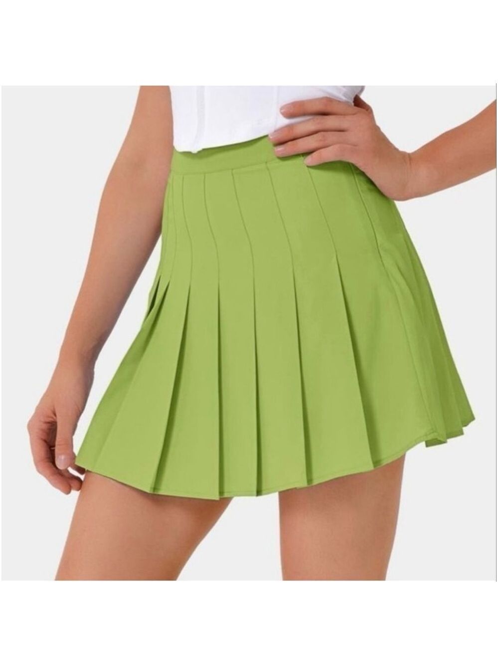 Halara Everyday SoftlyZero™ Green Pleated Tennis Skirt Skort L NWT